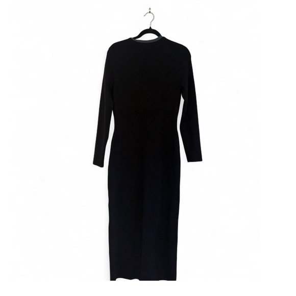 Marine Layer Lexi Rib Sweater Maxi Long Sleeve Dress Black Green Trim Large - Picture 3 of 10